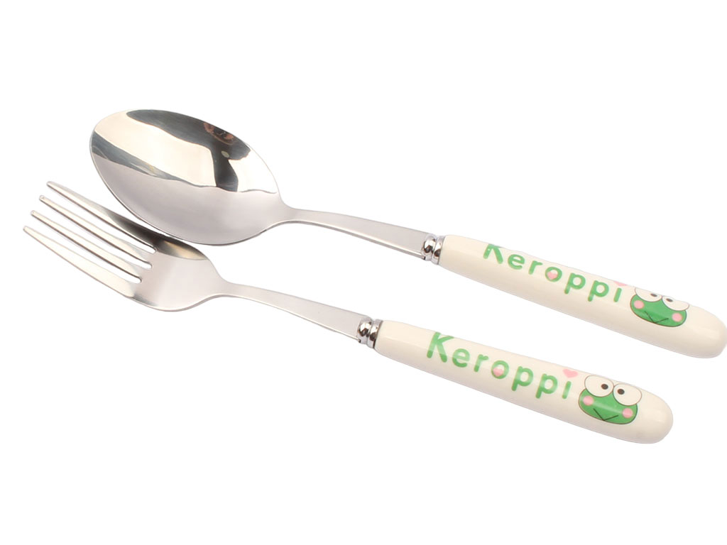 ست قاشق و چنگال بچگانه دسته سرامیکی طرح قورباغه