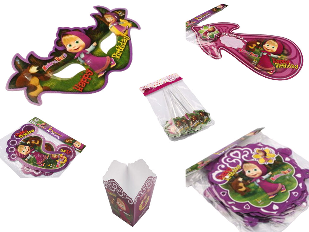 پک تم تولد دخترانه میشا و ماشا (6 تکه)