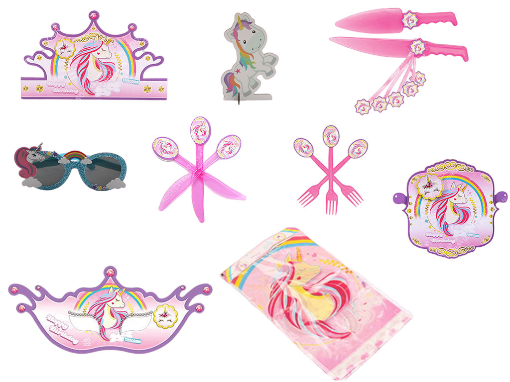 پک تم تولد دخترانه اسب تک شاخ (8 تکه)