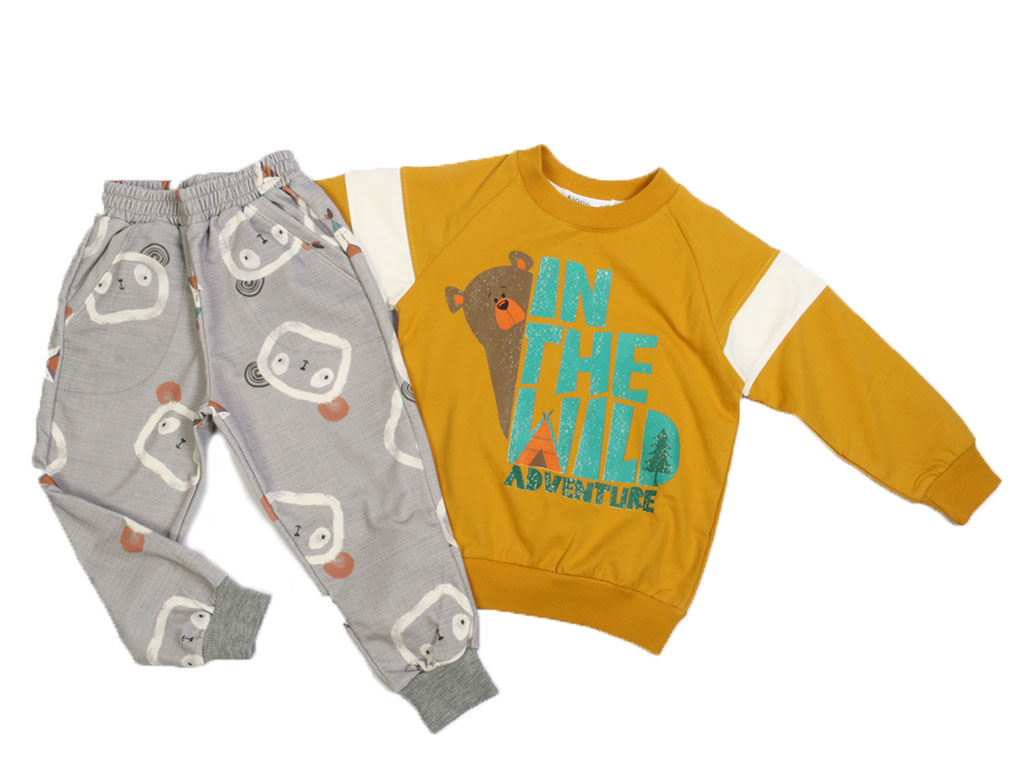 بلوز و شلوار راحتی پسرانه طرح خرس کیدومکس kido max