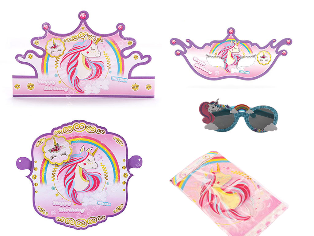 پک تم تولد دخترانه اسب تک شاخ (6 تکه)