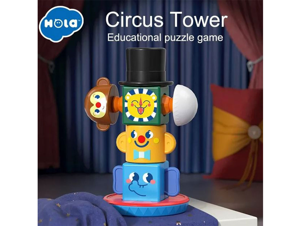 بازی فکری برج هوش مگنتی مدل برج سیرک پازلی 8 قطعه هولی تویز HOLA