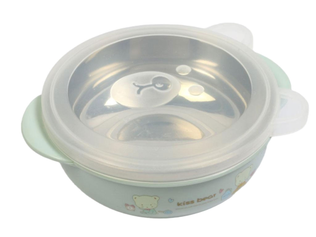 ظرف غذای نوزادی داخل استیل همراه با قاشق