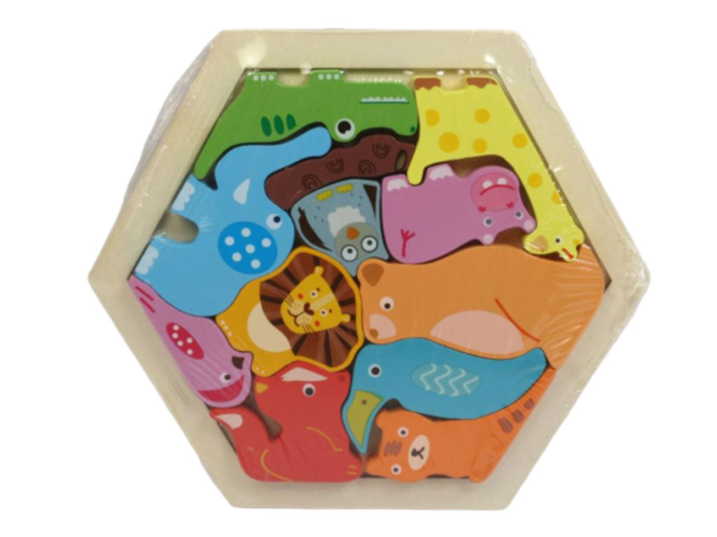 کاتامینو شش ضلعی چوبی طرح دار اسباب بازی