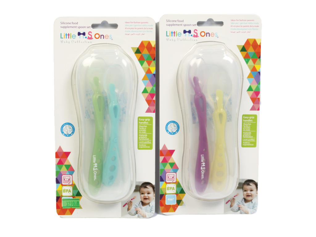 ست دو عددی قاشق سیلیکونی نوزادی قابدار لیتل وانز Little ones