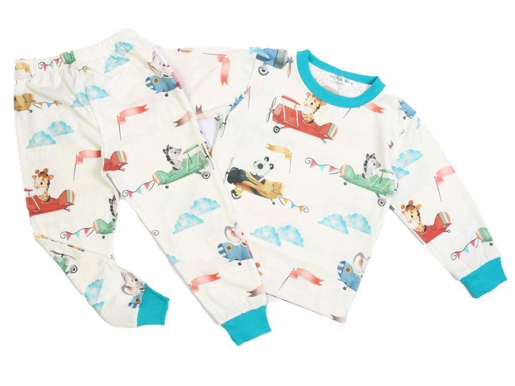 بلوز و شلوار راحتی پسرانه طرح فیل و هواپیما کیدومکس kido max