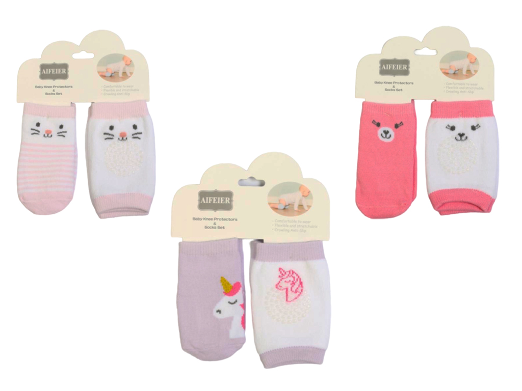 ست زانوبند و جوراب طرحدار نوزادی دخترانه