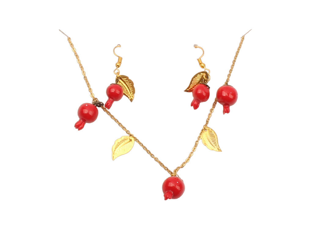 نیم ست گردنبند و گوشواره انار شب یلدا