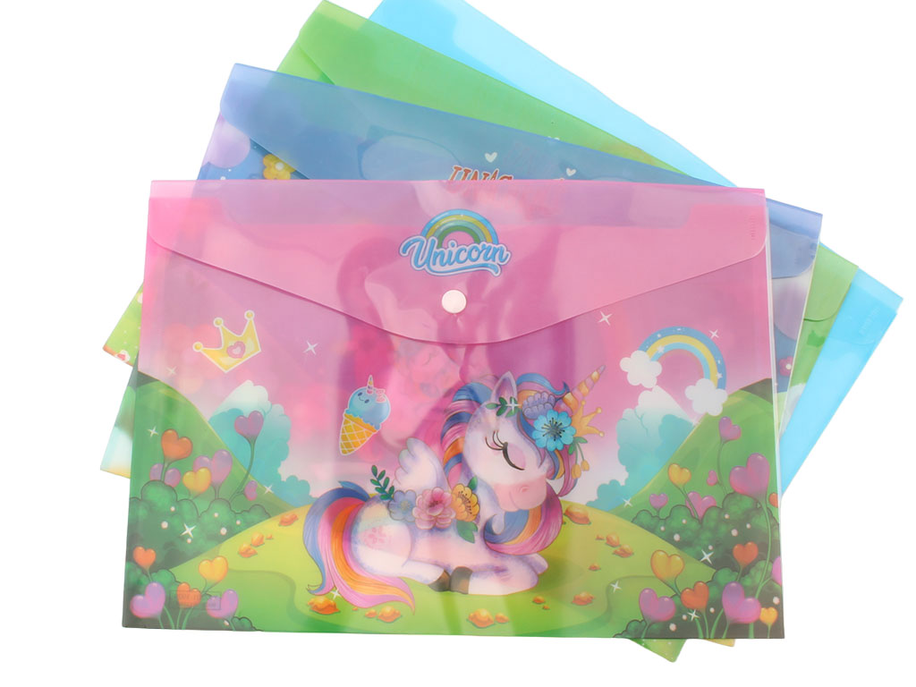 پوشه دکمه دار دخترانه اسب تک شاخ سایز A4