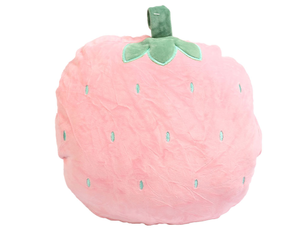 عروسک بالشتی فانتزی کودک به همراه پتو دارای جای دست طرح توت فرنگی