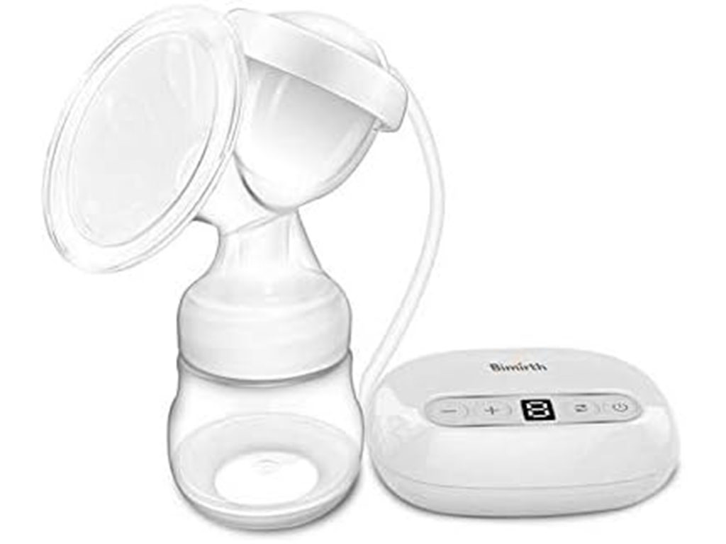 شیر دوش برقی دارای صفحه نمایش همراه با شیشه شیر 150 میلی لیتری بیمیرث Bimirth