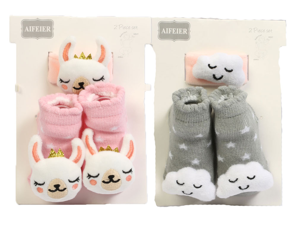 ست جوراب و مچ بند نوزادی دخترانه