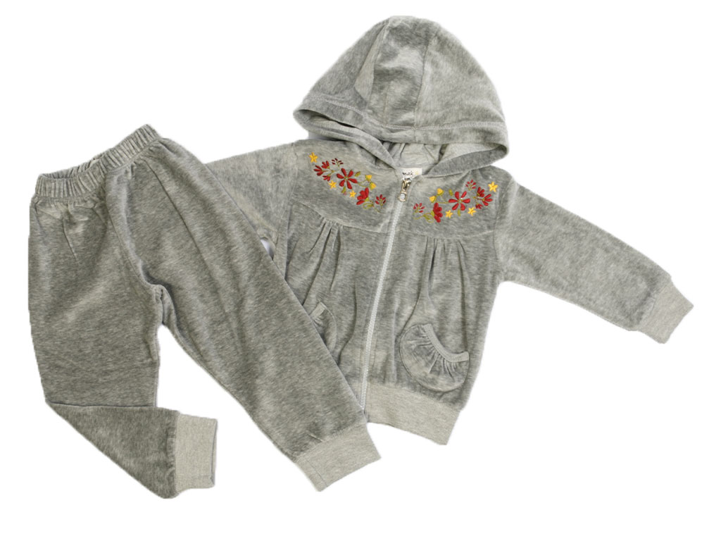 سویشرت و شلوار دخترانه مخمل طوسی رنگ آدمک Adamak