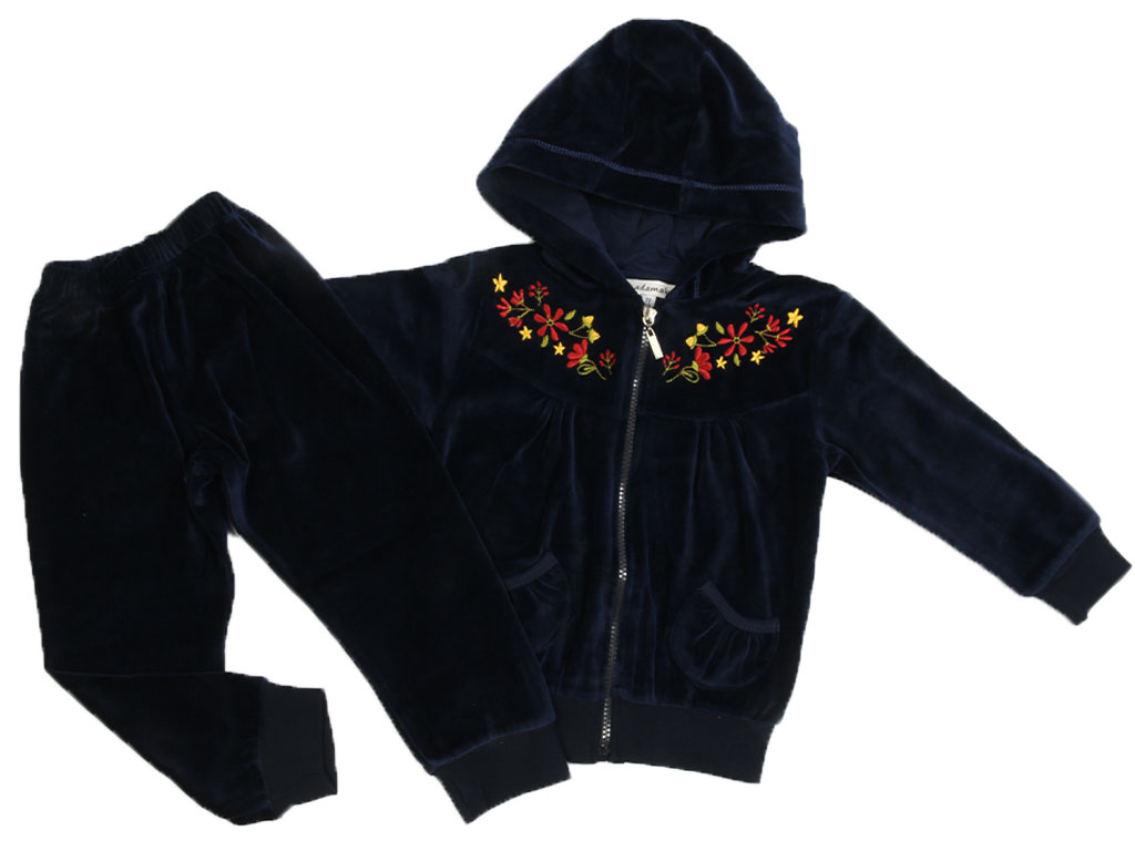 سویشرت و شلوار دخترانه مخمل سرمه ای رنگ آدمک Adamak