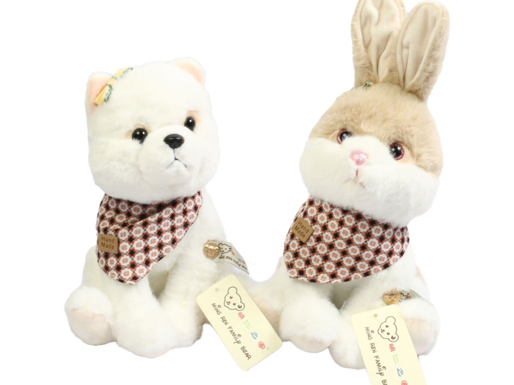 عروسک پولیشی طرح سگ و خرگوش دارای دستمال گردن