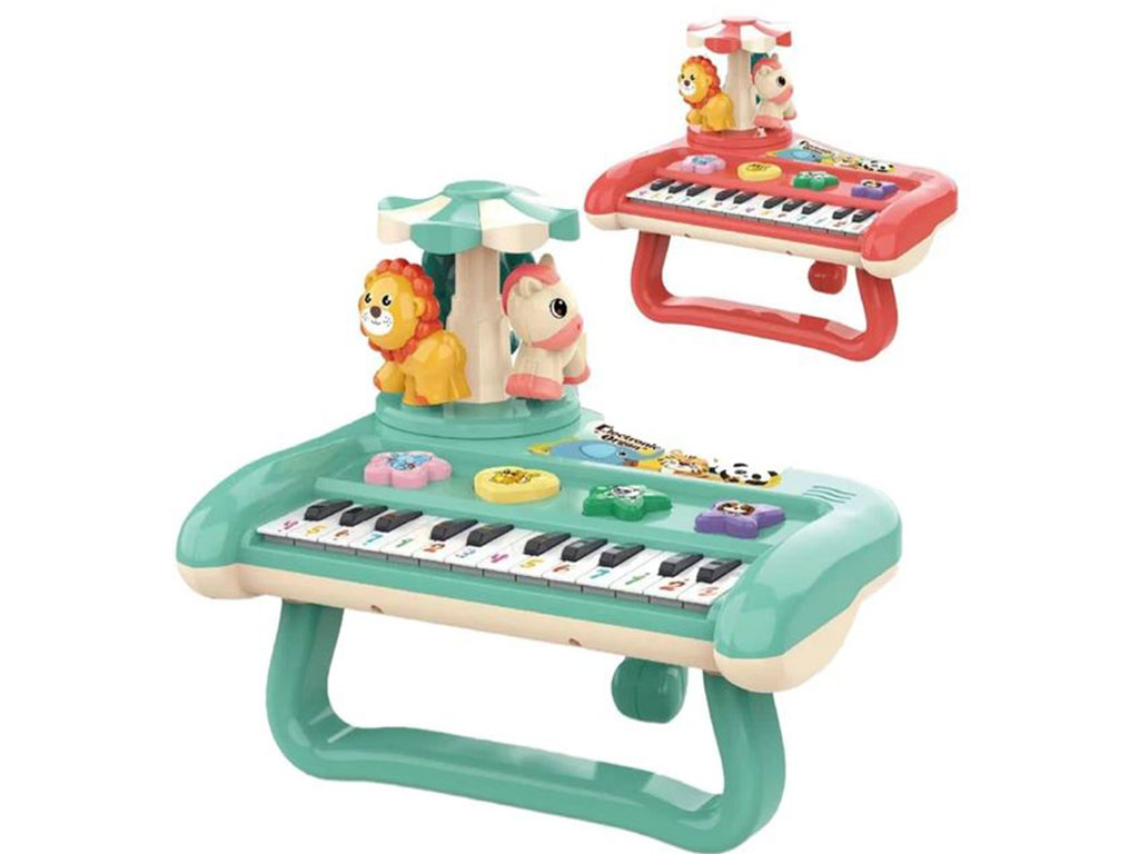 پیانو پایه دار دارای چرخ و فلک طرح حیوانات