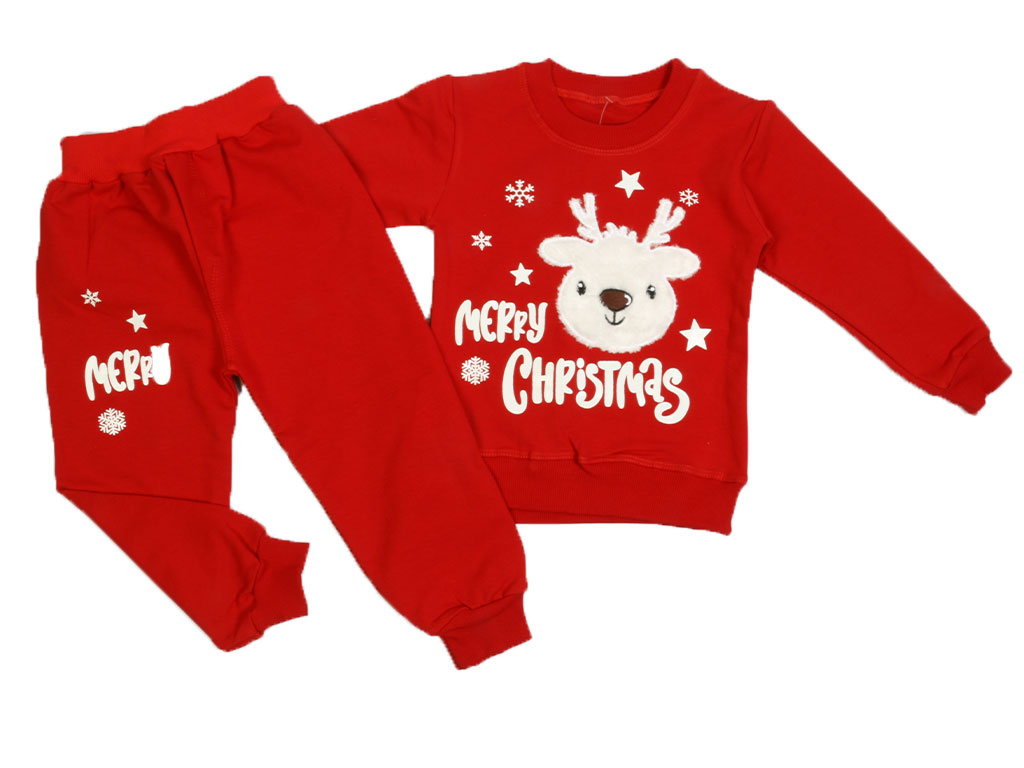 بلوز و شلوار راحتی بچگانه قرمز رنگ طرح کریسمس