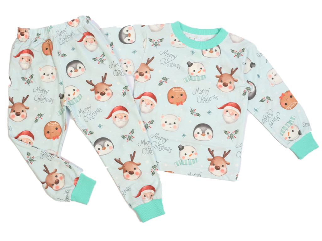 بلوز و شلوار راحتی بچگانه آبی رنگ طرح کریسمس کیدومکس kido max