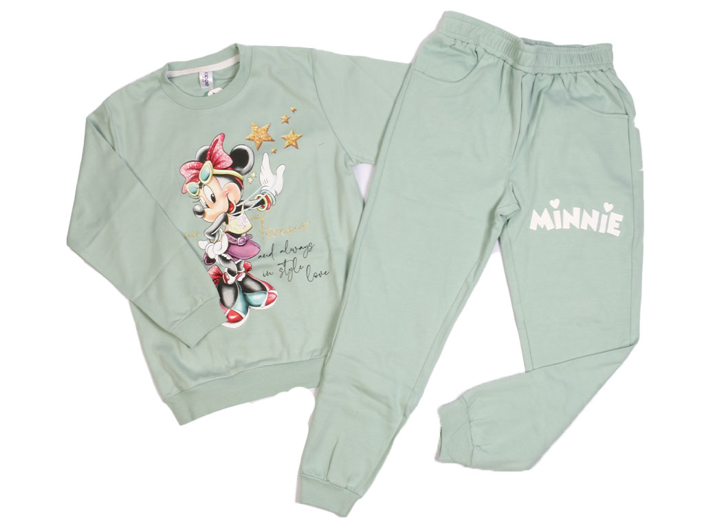 بلوز و شلوار راحتی دخترانه سبز رنگ طرح مینی موس کیدومکس kido max