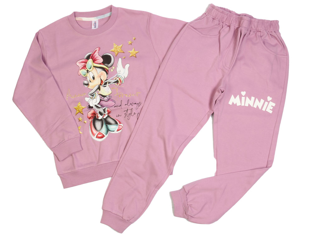 بلوز و شلوار راحتی دخترانه بنفش رنگ طرح مینی موس کیدومکس kido max