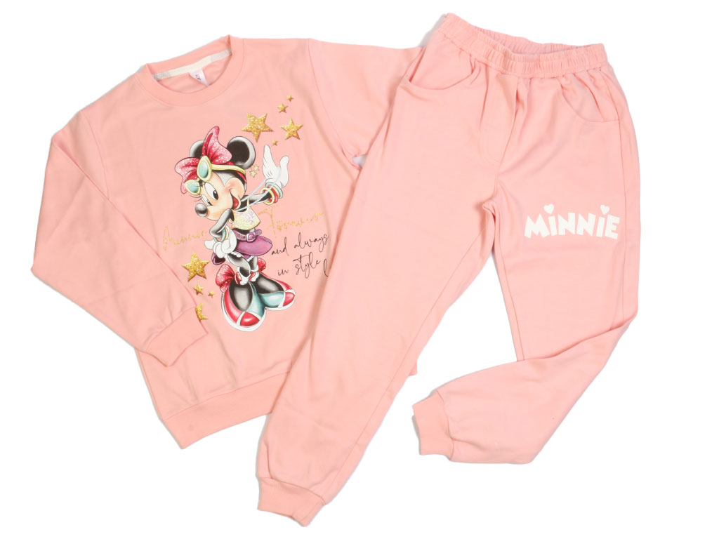 بلوز و شلوار راحتی دخترانه صورتی  رنگ طرح مینی موس کیدومکس kido max