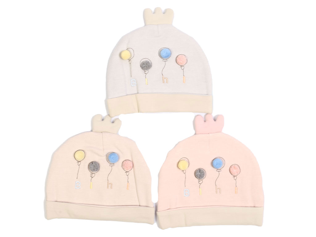 کلاه نوزادی لبه دوبل طرح بادکنک (3-0 ماه)
