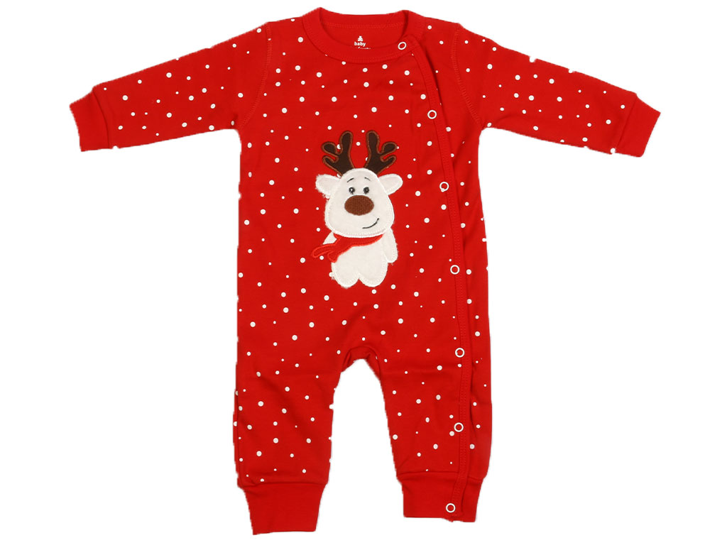 سرهمی نوزادی قرمز رنگ طرح گوزن کریسمس