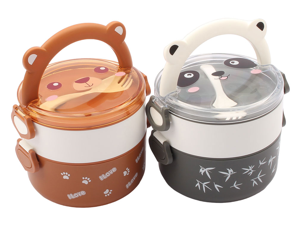 ظرف غذای دو طبقه کودک به همراه قاشق