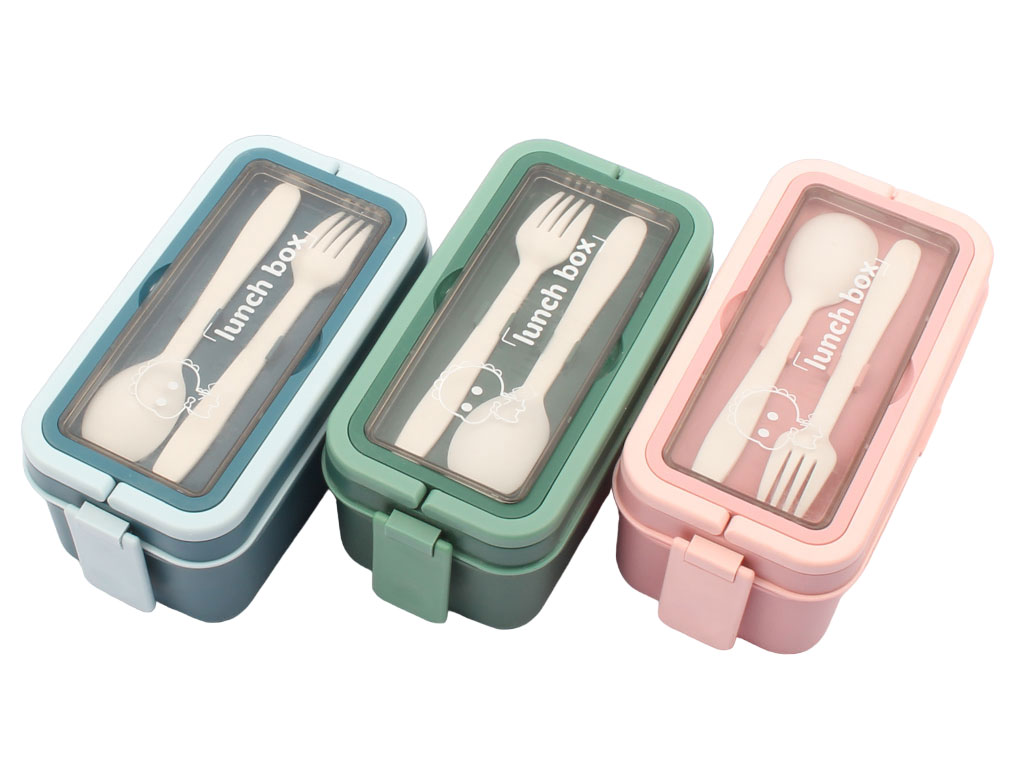 ظرف غذای کودک به همراه قاشق و چنگال