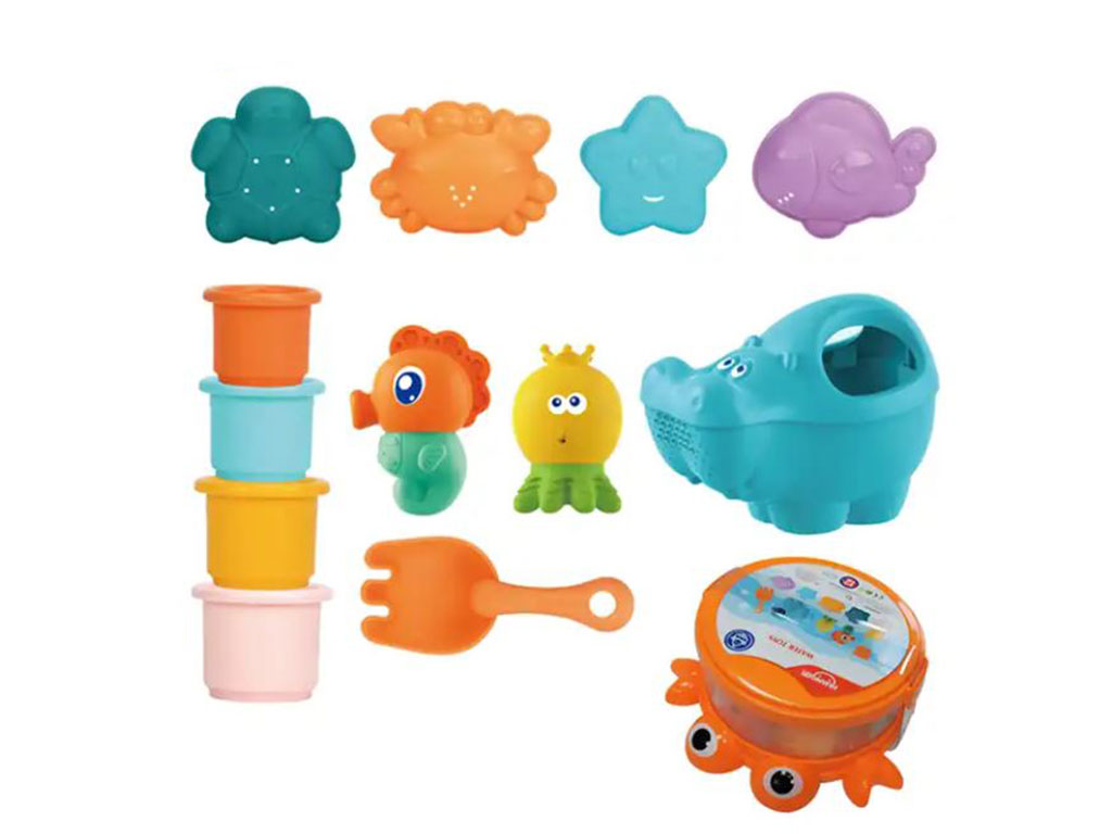 ست اسباب بازی حمام نوزاد همراه با پوپت آب پران 12 تکه هانگر huanger