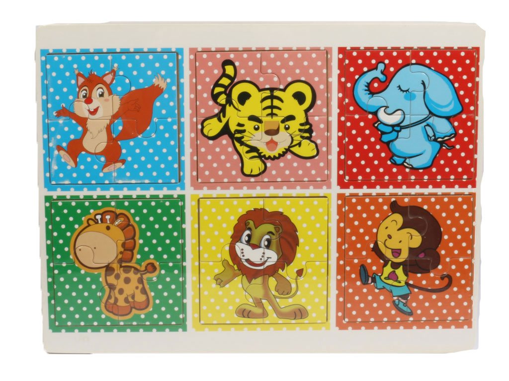 پازل چوبی طرح دار کودک شش در یک