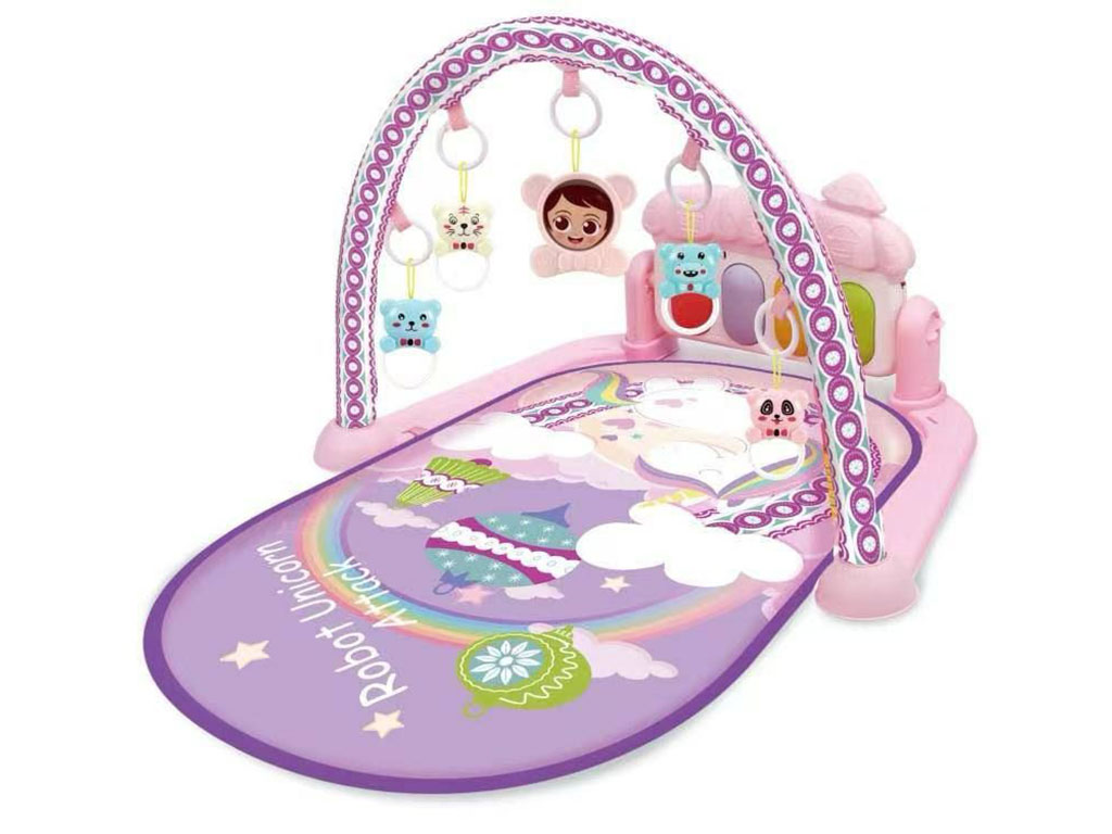 تشک بازی موزیکال نوزادی دارای پیانو طرح اسب تک شاخ