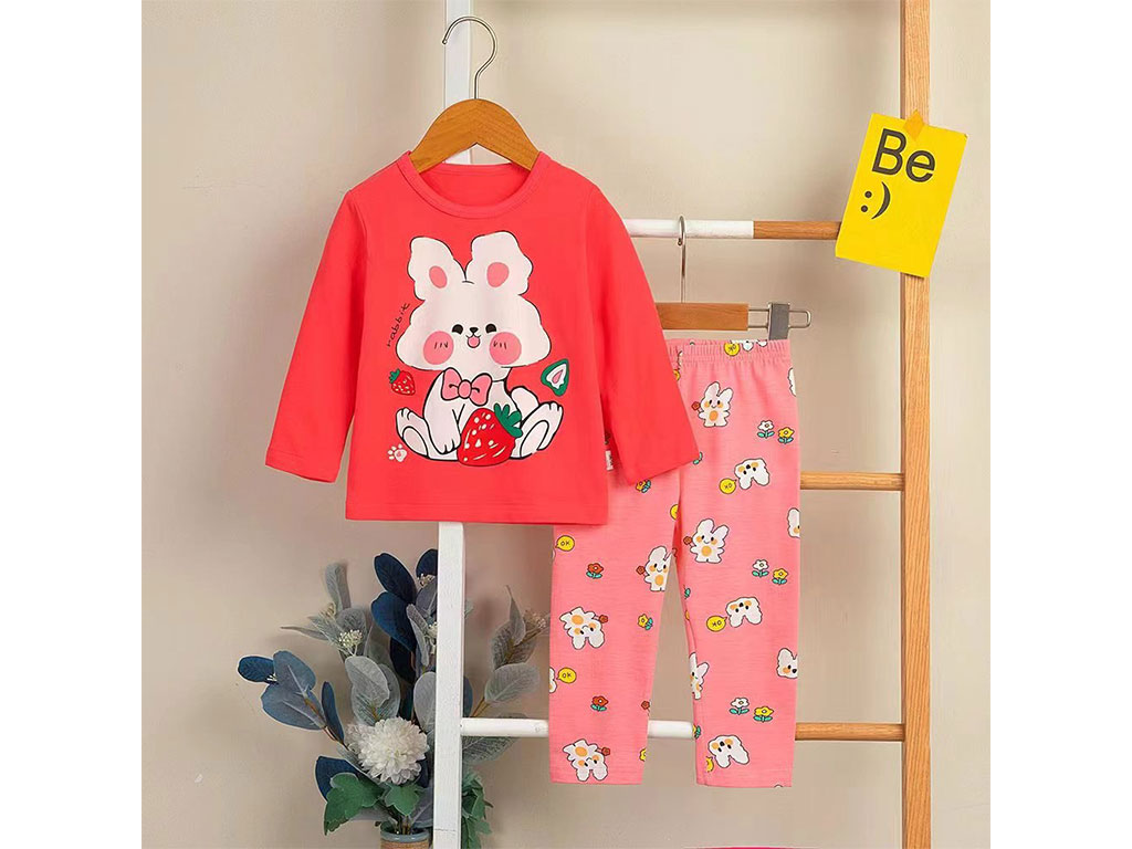 بلوز و شلوار راحتی دخترانه صورتی رنگ طرح خرگوش