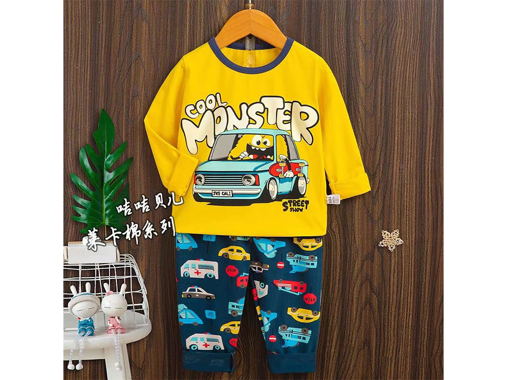 بلوز و شلوار راحتی پسرانه طرح ماشین زرد