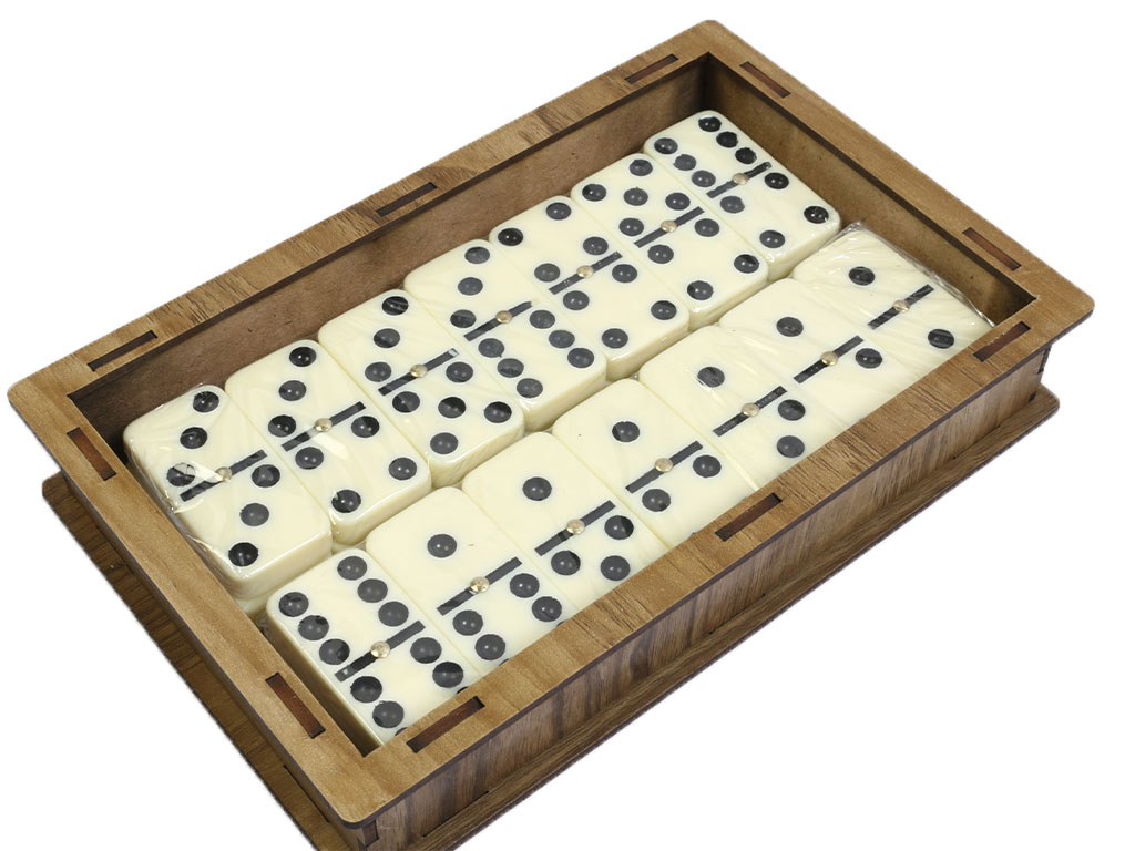 بازی فکری دومینو استخوانی 28 قطعه دارای جعبه چوبی مدل هدیه