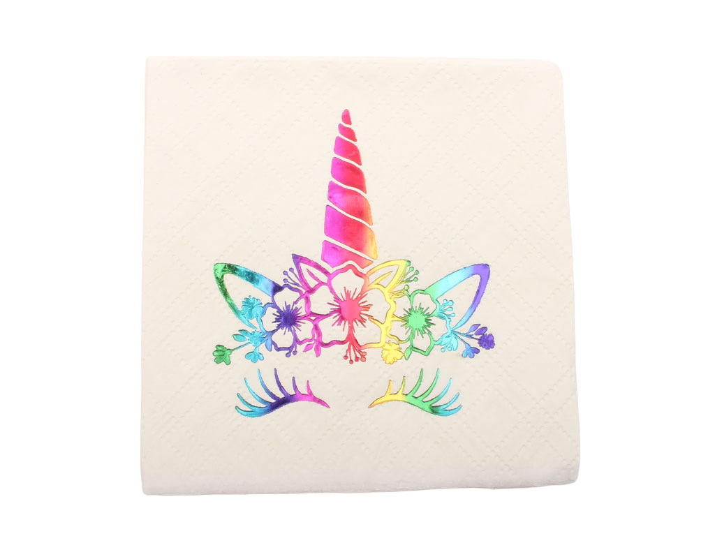 دستمال کاغذی طلاکوب هفت رنگ اسب تک شاخ