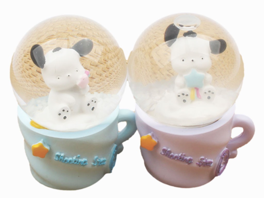 گوی شیشه ای چراغ دار ریز فنجانی طرح سگ