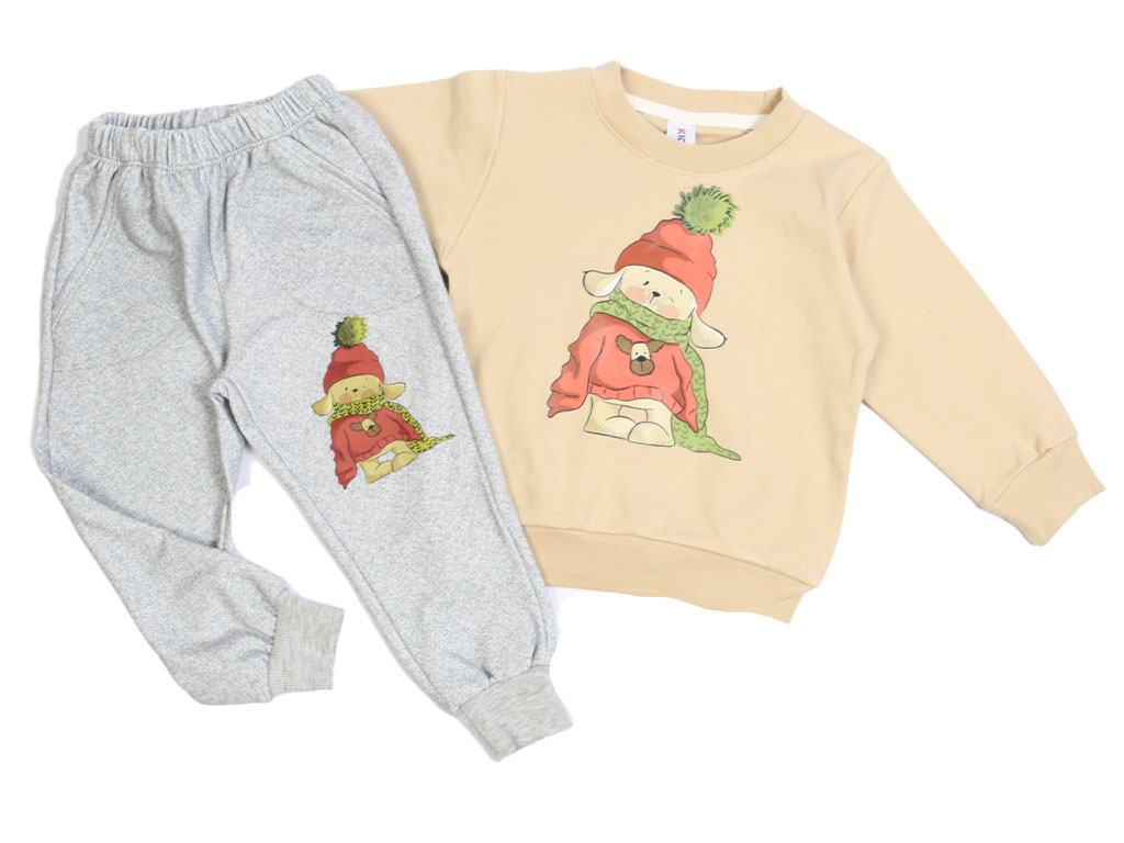 بلوز و شلوار راحتی بچگانه کرم رنگ طرح سگ گوش دراز کیدومکس Kido max