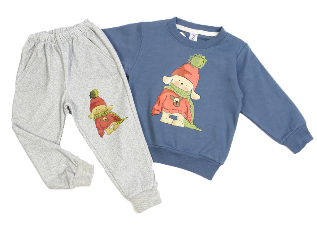 بلوز و شلوار راحتی بچگانه آبی رنگ طرح سگ گوش دراز کیدومکس Kido max