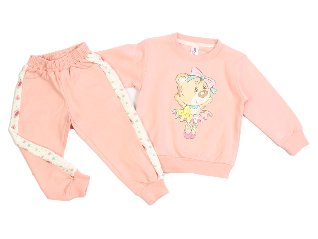 بلوز و شلوار راحتی دخترانه صورتی رنگ طرح خرس بالرین کیدومکس Kido max