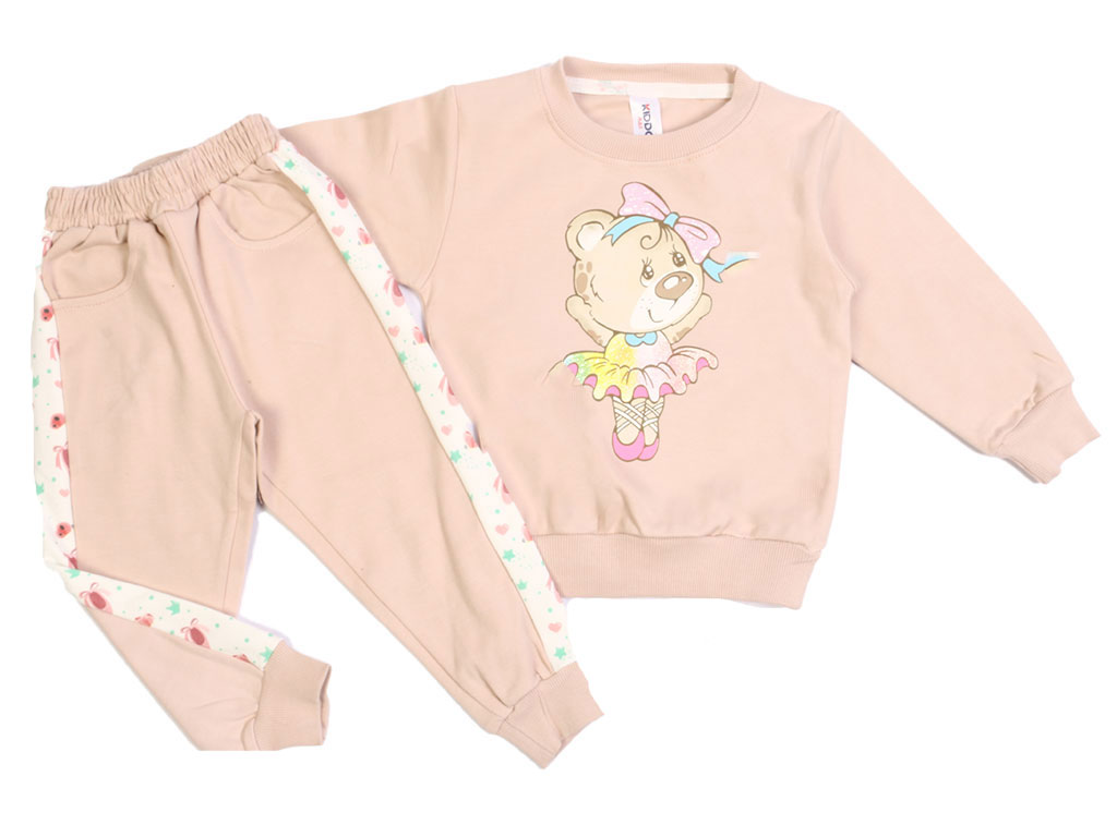 بلوز و شلوار راحتی دخترانه کالباسی رنگ طرح خرس بالرین کیدومکس Kido max