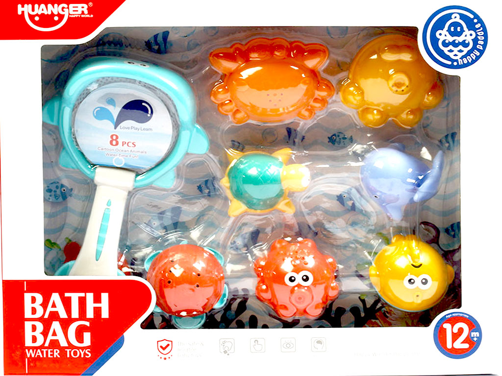 اسباب بازی حمام نوزاد همراه با پوپت و تور ماهیگیری 8 تکه هانگر huanger