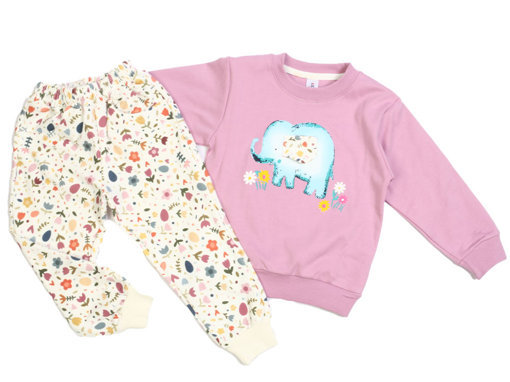 بلوز و شلوار راحتی دخترانه بنفش رنگ طرح فیل کیدومکس Kido max