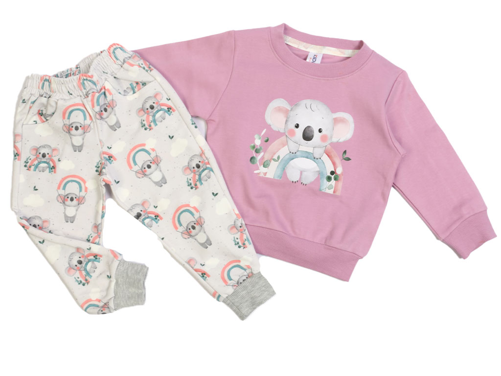 بلوز و شلوار راحتی دخترانه بنفش رنگ طرح کوالا کیدومکس Kido max