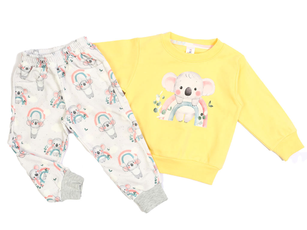 بلوز و شلوار راحتی دخترانه زرد رنگ طرح کوالا کیدومکس Kido max