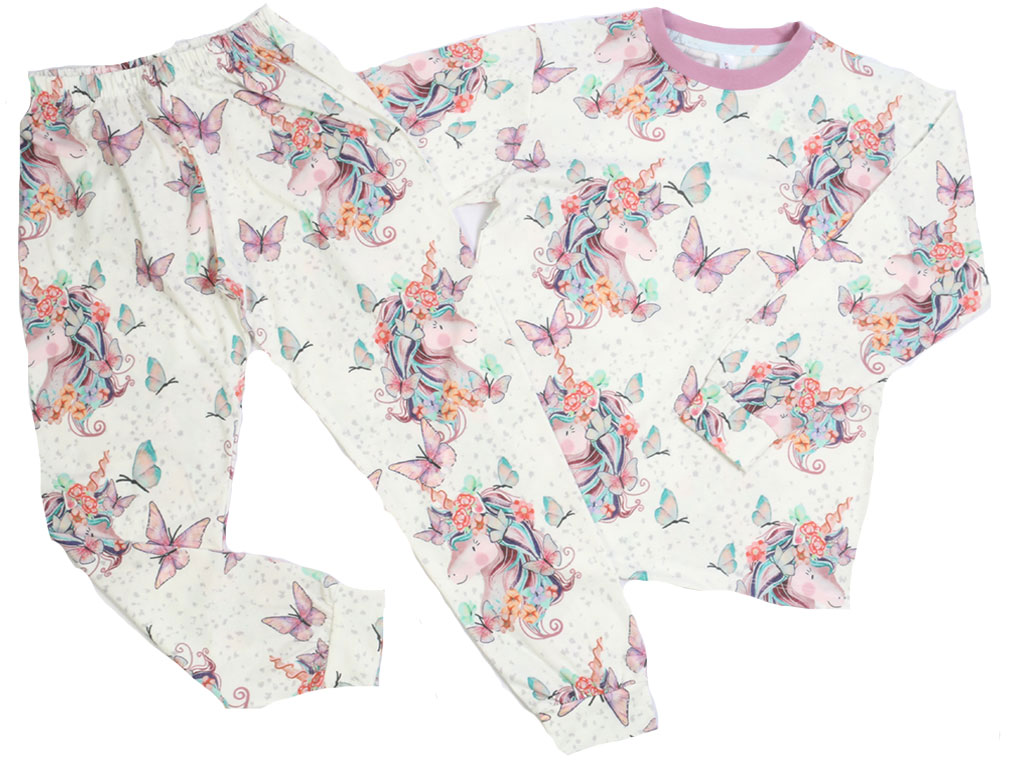 بلوز و شلوار راحتی دخترانه طرح اسب تک شاخ و پروانه کیدومکس Kido max