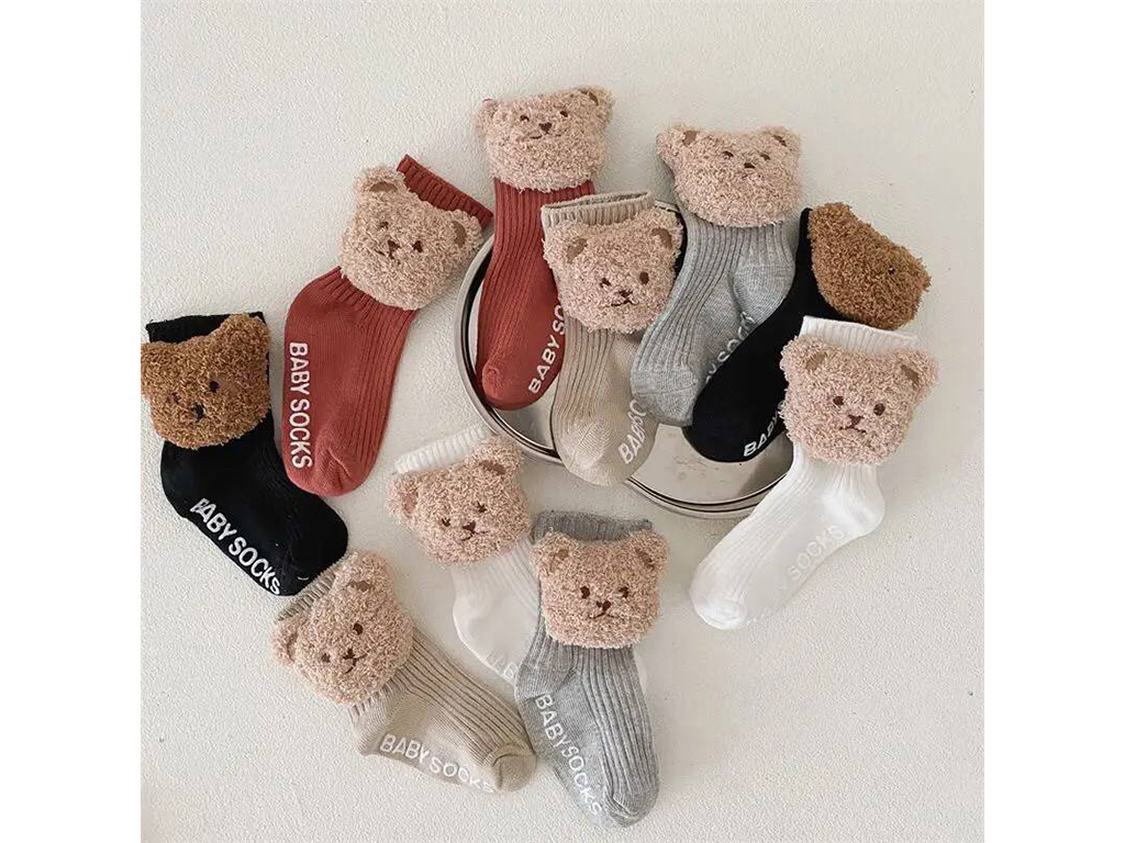 جوراب ساق دار بچگانه استپ دار عروسکی خرس تدی (4-2 سال)