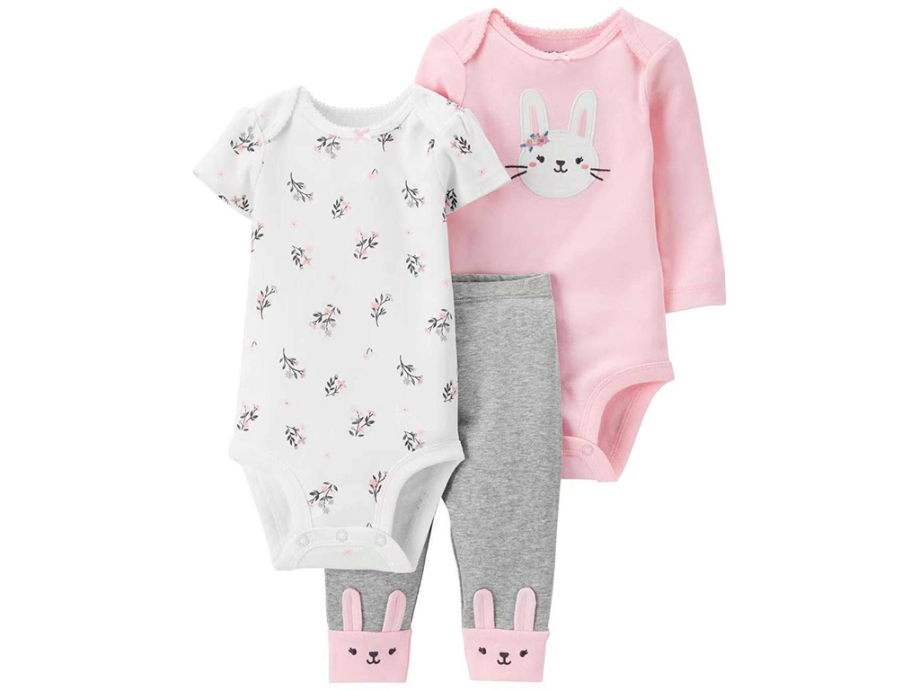 ست سه تکه بادی و شلوار دخترانه نوزادی طرح خرگوش کارترز Carters