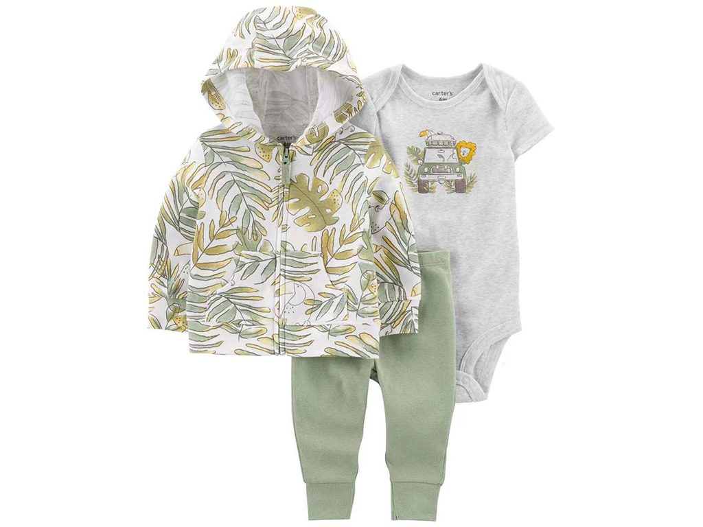 ست سه تکه سویشرت، بادی آستین بلند و شلوار دخترانه نوزادی طرح هاوایی کارترز Carters