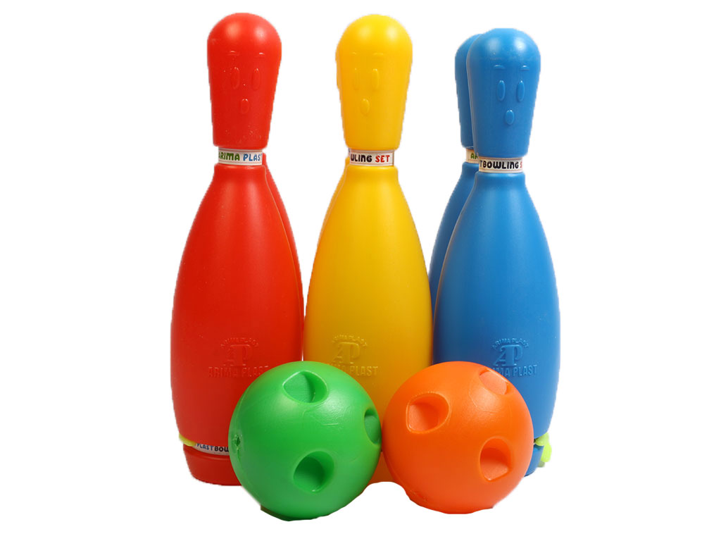اسباب بازی بولینگ رنگی پلاستیکی 6 عددی